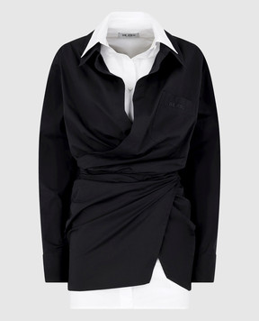 The Attico Чорна сукня-сорочка подвійної кнструкції 260WCA00458CCE002AA