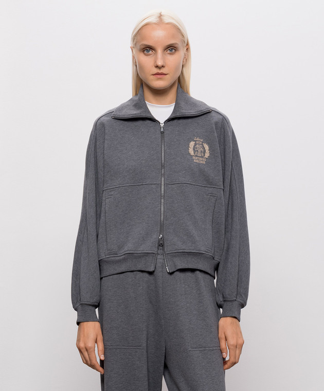 Brunello Cucinelli Серая спортивная куртка с вышивкой MN05NB2X06 изображение 3