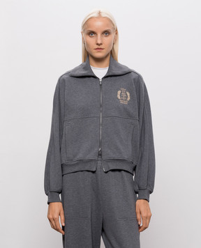 Brunello Cucinelli Серая спортивная куртка с вышивкой MN05NB2X06