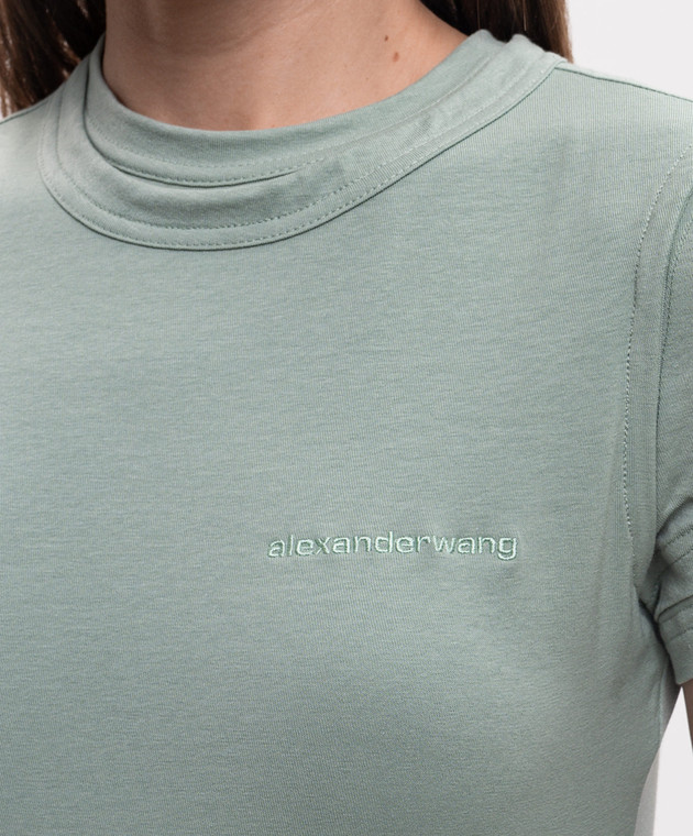 Alexander Wang Зеленая футболка с эффектом наложения слоев 1CC2261286 изображение 5