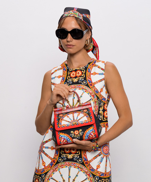 Dolce&Gabbana Чорна сумка Sicily в принт BB6003B0816 зображення 2
