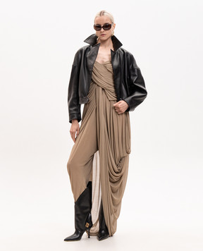 Balmain Бежевый комбинезон-бюстье с драпировкой GF0PW245JM05