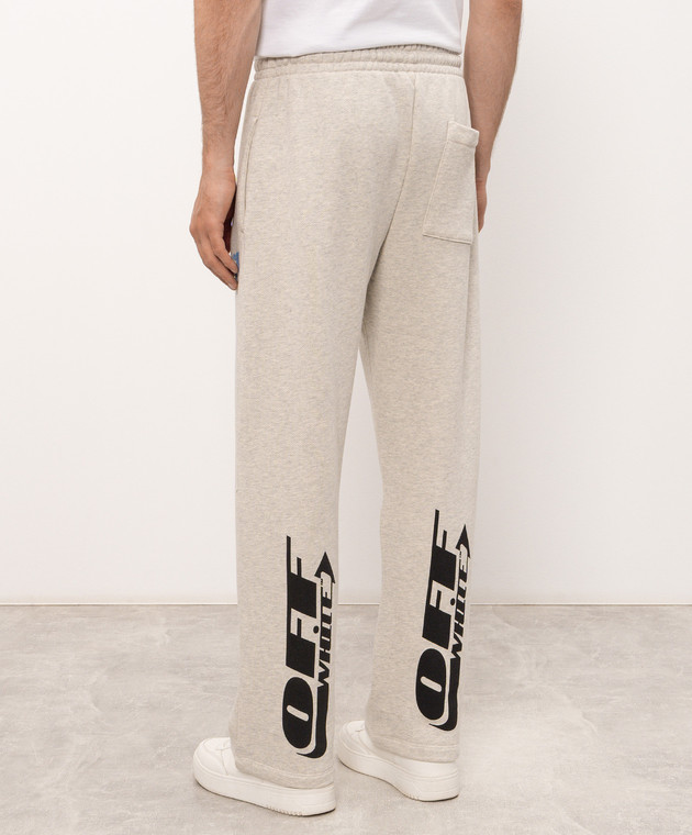 Off-White Серые меланжевые спортивные штаны с принтом логотипа 44MCH05AF26F003 изображение 4