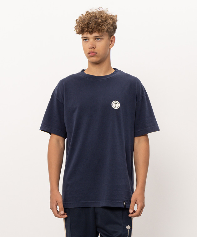 Palm Angels Синяя футболка с брендированной нашивкой PAMAA001JR010 изображение 3