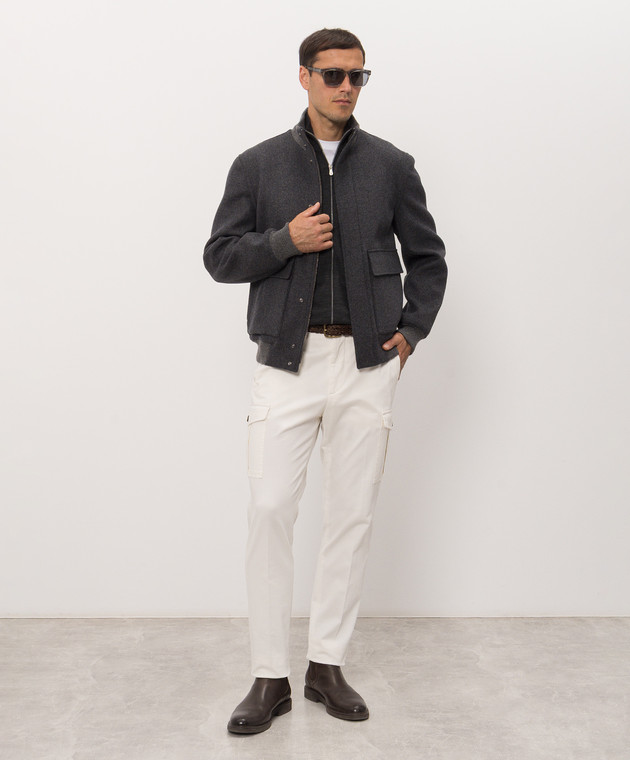 Brunello Cucinelli Темно-серый кардиган из шерсти и кашемира M2400106 изображение 2