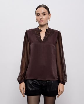 Twinset Коричнева блуза з логотипом 252TT2243