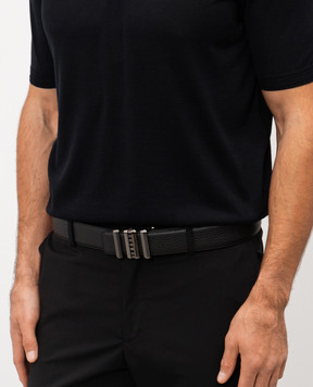 Stefano Ricci Черный кожаный ремень с брендовой пряжкой N382VDC584U