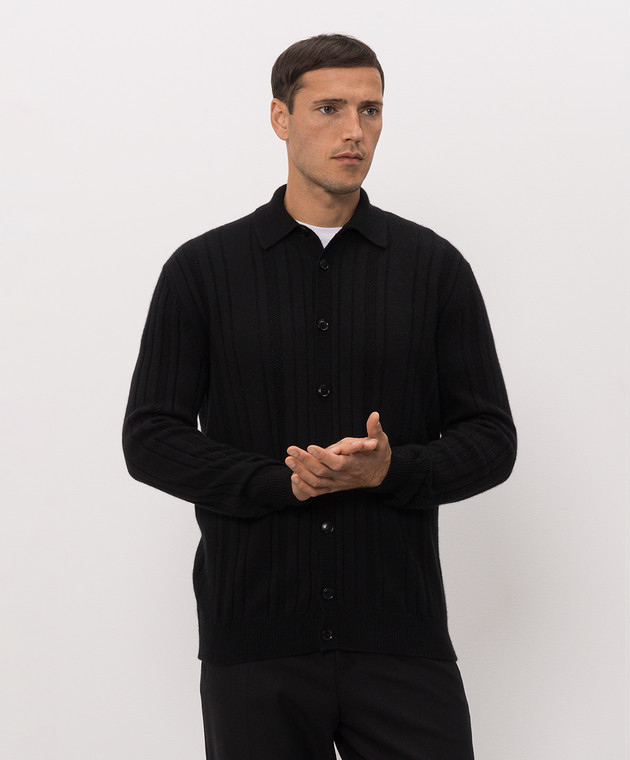 Brett Johnson Чорний кардиган з кашеміру та шовку FW26K52LPRONOI зображення 3