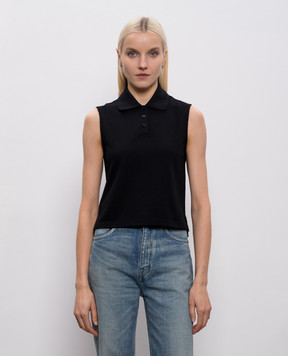 Saint Laurent Черный топ с воротником-поло 862601Y37ZE
