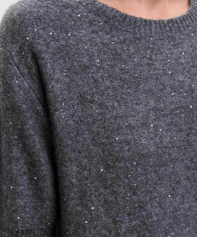 Allude Сірий топ з кашеміру та шовку з паєтками 26577103 зображення 5