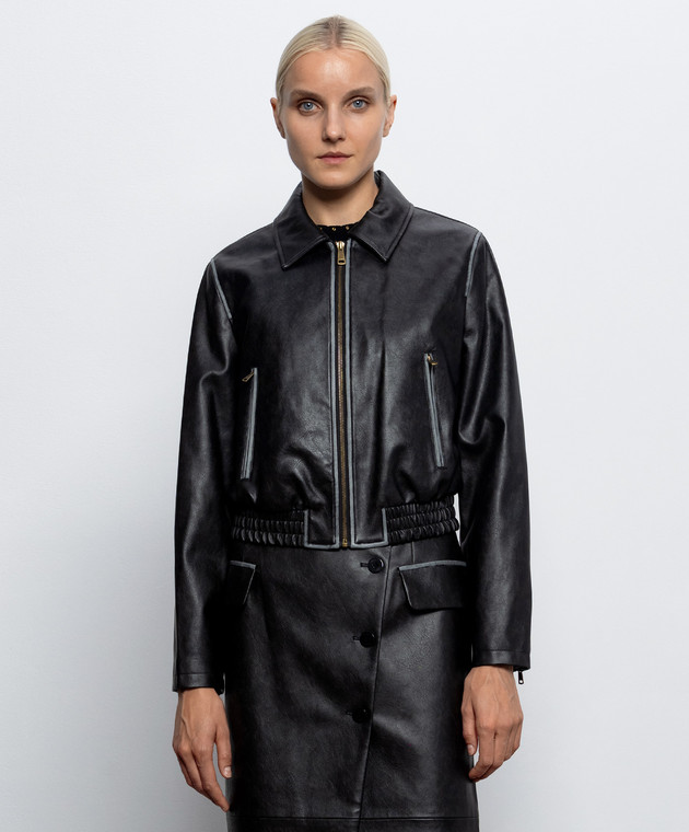 Twinset Черная куртка с пластиной логотипа 262LI2KCC изображение 3