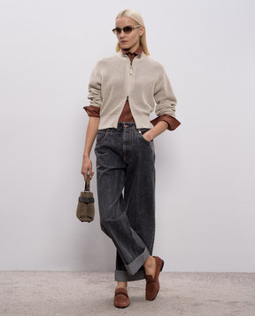 Brunello Cucinelli Бежевый кардиган с люрексом MST263336