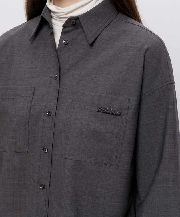 Brunello Cucinelli Сіра сорочка з вовною MPW07NB206 зображення 5