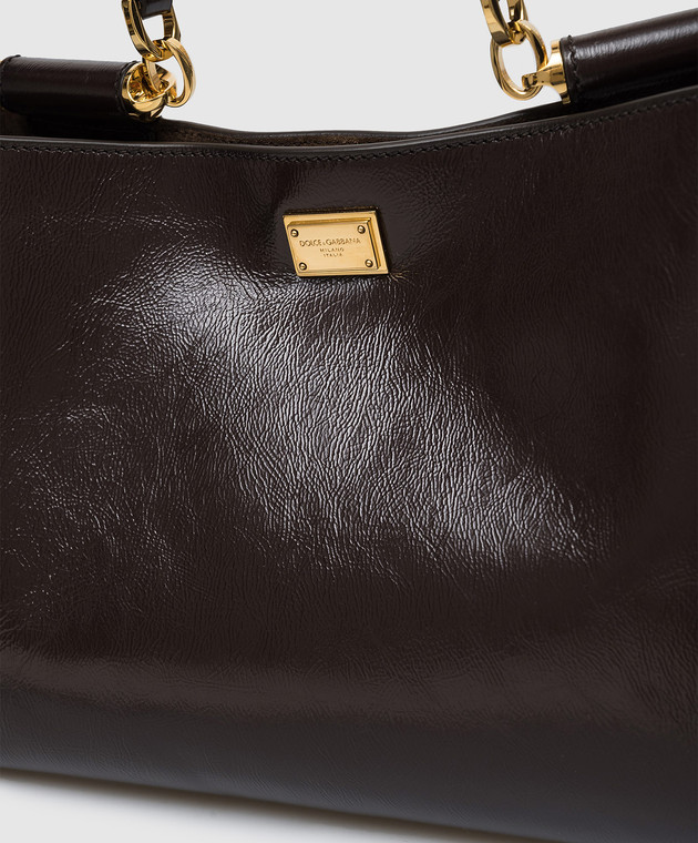 Dolce&Gabbana Коричневая кожаная сумка Vittoria BB7896AZ000 изображение 4
