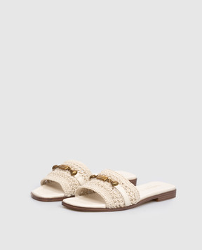 Twinset Бежеві шльопанці з гравіюванням логотипа 261TGT044