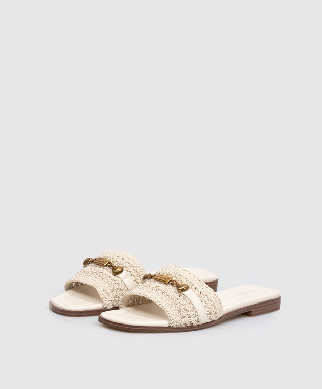 Twinset Бежеві шльопанці з гравіюванням логотипа 261TGT044 зображення 2