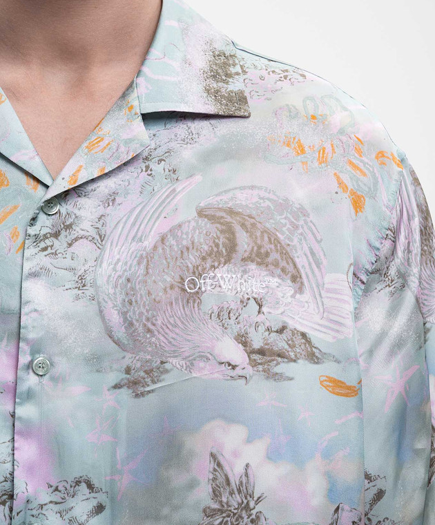 Off-White Голубая рубашка в принт 44XGG01FS26F00B изображение 5