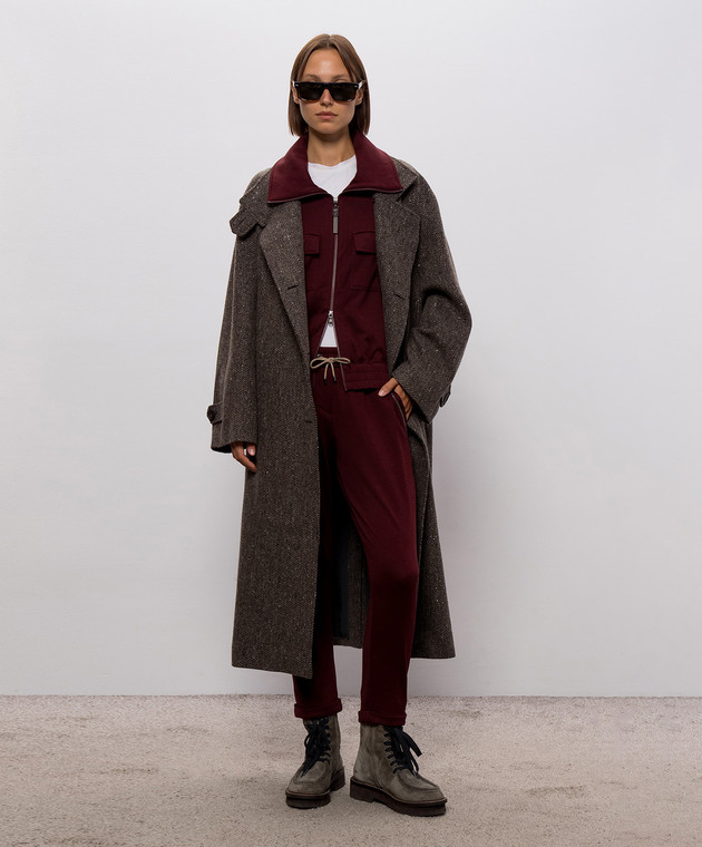 Brunello Cucinelli Коричневое пальто с шерстью в узор MG5669766 изображение 2