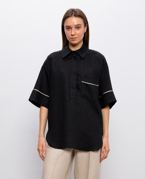 Agnona Чорна сорочка з льону TD1109YU3049