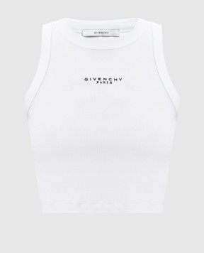 Givenchy Білий топ в рубчик з логотипом BW70FNP7BR