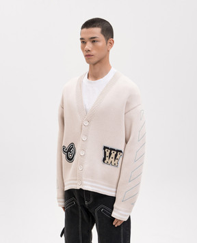 Off-White Бежевий кардиган з нашивками 44MHB019S26K001
