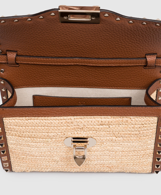 Valentino Бежева сумка крос-боді Rockstud з рафії 8W2B0R43UEN зображення 5