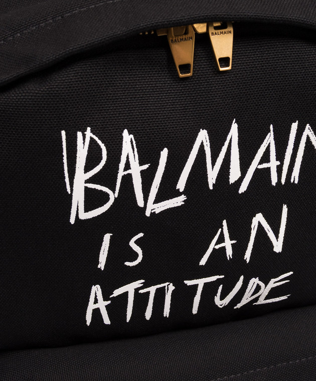 Balmain Детский черный рюкзак с контрастной надписью BZ0I26Z0042 изображение 4