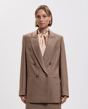 Etro Коричневый двубортный жакет из шерсти WRCA010899TJ213