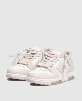 Off-White Бежеві шкіряні кросівки Out Of Office W259C9L006