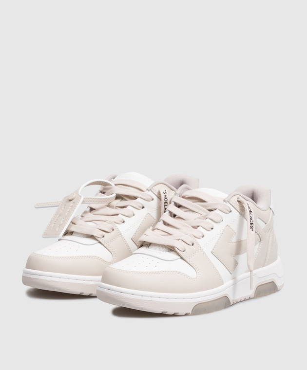 Off-White Бежеві шкіряні кросівки Out Of Office W259C9L006 зображення 2