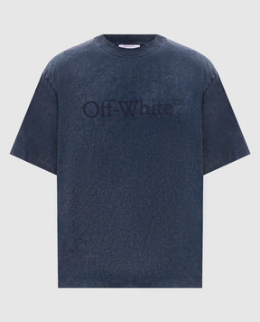 Off-White Синя футболка з вінтажним ефектом 44MAA120S26J009