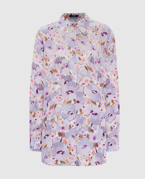 Balmain Фиолетовая блуза из шелка в цветочный принт GF1HS435SF37