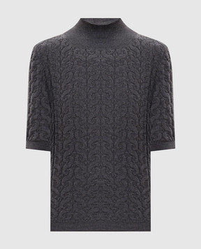 Etro Серый свитер из шерсти с короткими рукавами WRKE0416AU11Z