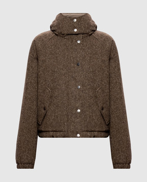 Brunello Cucinelli Пуховая коричневая куртка с шерстью MD0023657