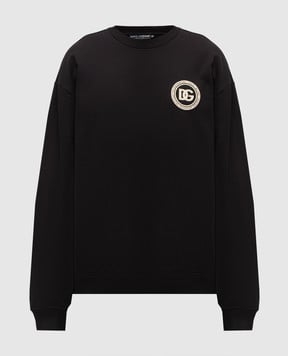 Dolce&Gabbana Чорний світшот з нашивкою монограми логотипа DG G9AHSZG7PZG