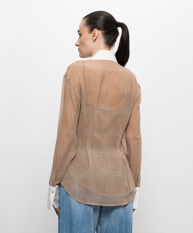 Ermanno Scervino Коричневый комплект из блузы и топа D482K759CSWJV изображение 4