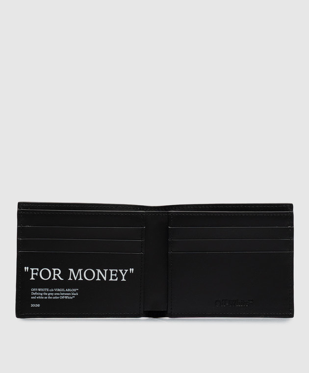 Off-White Чорне шкіряне портмоне з принтом напису