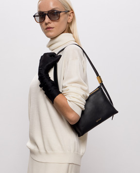 Off-White Черная кожаная сумка Sandbag 404 с принтом логотипа OWWNN09F26LT01
