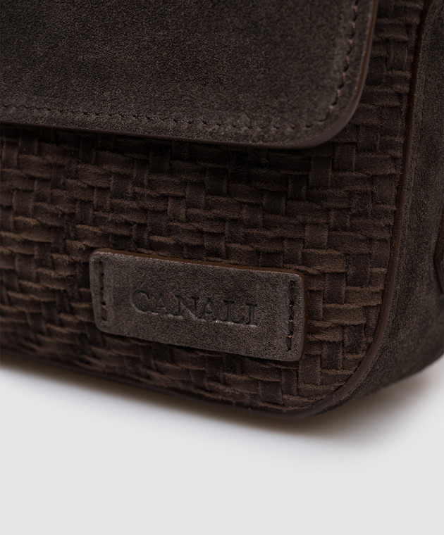Canali Коричневая замшевая плетеная сумка NA00255P326130 изображение 4