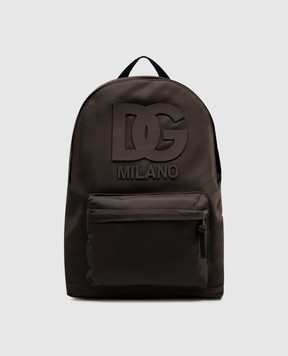 Dolce&Gabbana Дитячий коричневий рюкзак з фактурною монограмою EM0074A0567