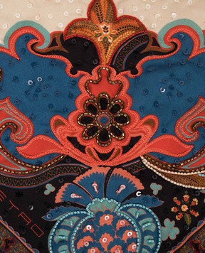 Etro Бежевый платок из шелка в принт с бахромой WAXA0022AR117