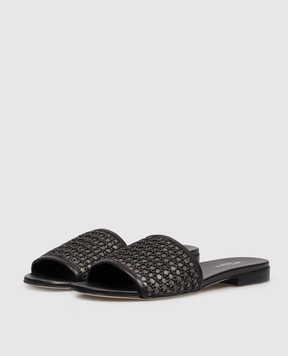 Kiton Черные шлепанцы с плетением D61802N01446