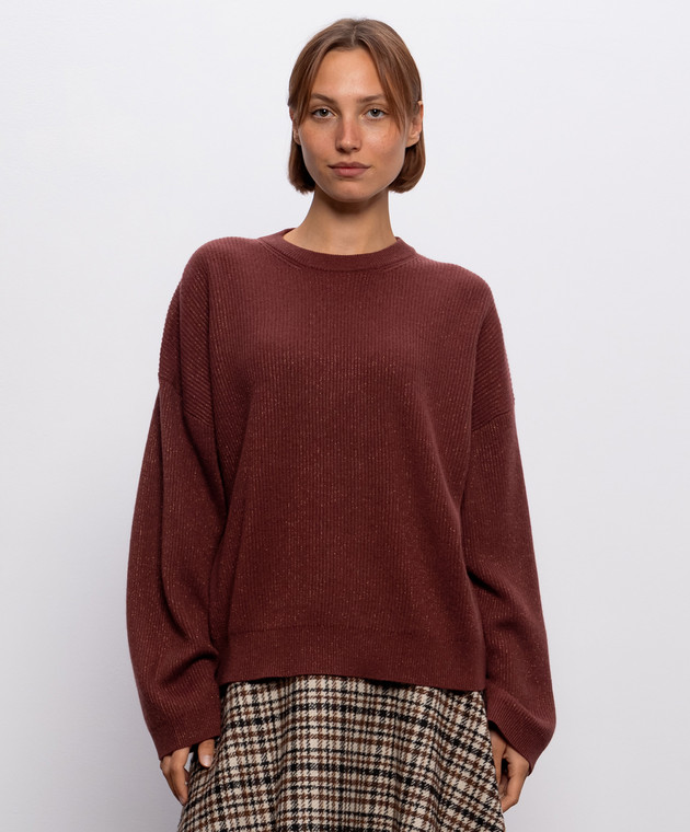 Brunello Cucinelli Бордовий светр з кашеміром M1E224720P зображення 3