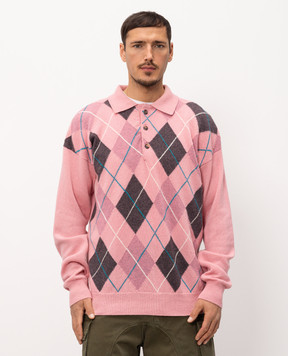 JW Anderson Рожевий светр з вовни з геометричним візерунком KW1487YN0470