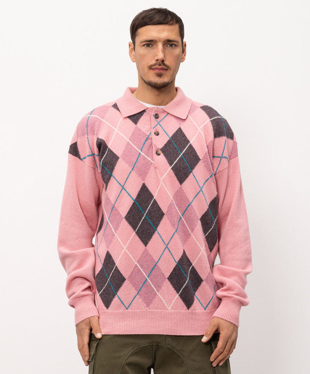 JW Anderson Розовый свитер из шерсти с геометрическим узором KW1487YN0470 изображение 3