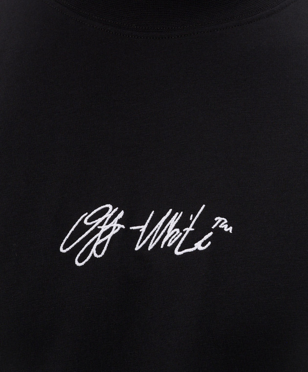 Off-White Черная футболка с вышивкой логотипа 44MAA120F26J011 изображение 5
