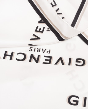 Givenchy Біла хустка із шовку в принт логотипа 710009347006