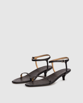 Marsell Чорні шкіряні босоніжки Fiuto з тисненням під шкіру крокодила MW8473P046