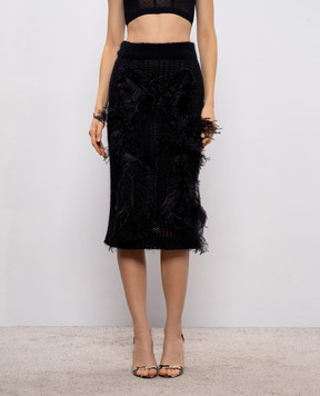 The Attico Черная юбка с шерстью с перьями страуса 260WCS00294KMX002FS