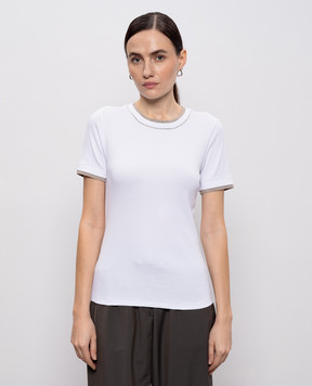 Peserico Белая футболка с цепочкой мониль и люрексом A06809J05669C